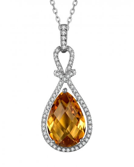 PEAR SHAPE CITRINE DIAMOND PENDANT (TP2543)
