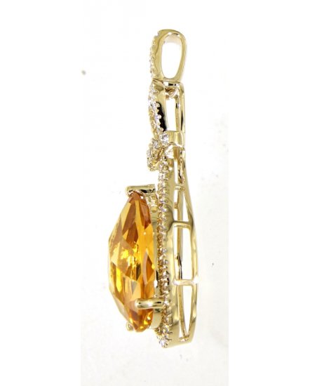 PEAR SHAPE CITRINE DIAMOND PENDANT (TP2543)
