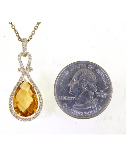PEAR SHAPE CITRINE DIAMOND PENDANT (TP2543)