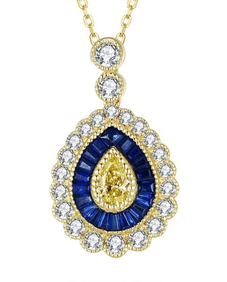 PEAR SAPPHIRE DIAMOND PENDANT (TP2546)