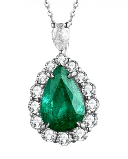 PEAR EMERALD DIAMOND PENDANT (TP2547)
