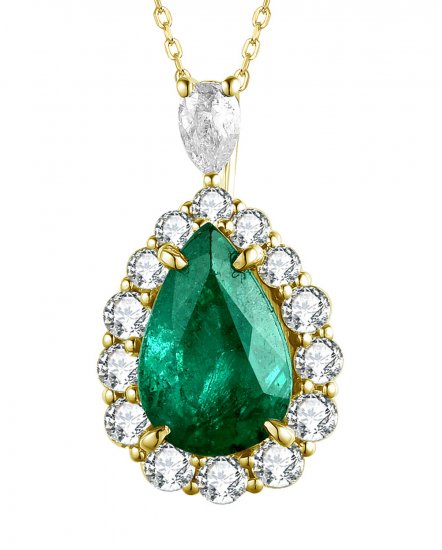 PEAR EMERALD DIAMOND PENDANT (TP2547)