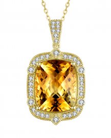 CUSHION SHAPE CITRINE DIAMOND PENDANT (TP2549)