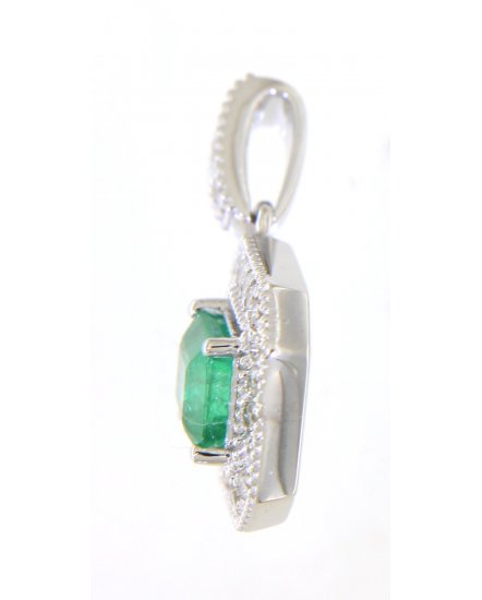 PRINCESS CUT EMERALD DIAMOND PENDANT (TP2551)
