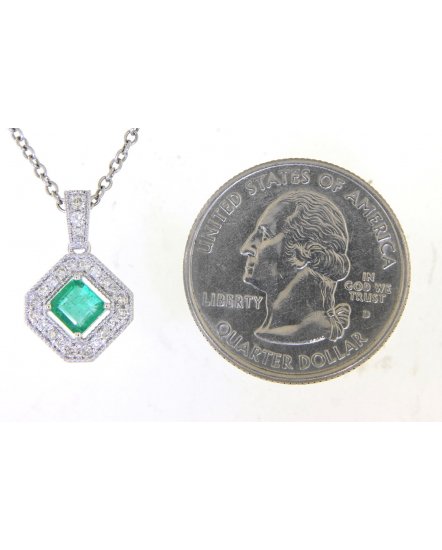 PRINCESS CUT EMERALD DIAMOND PENDANT (TP2551)
