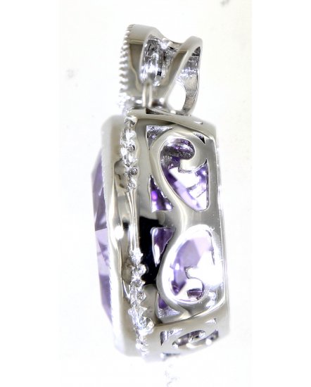 CUSHION AMETHYST DIAMOND PENDANT (TP2552)
