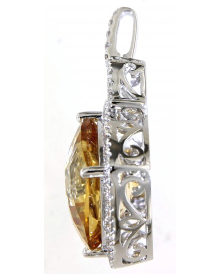 CUSHION SHAPE CITRINE DIAMOND PENDANT (TP2554)