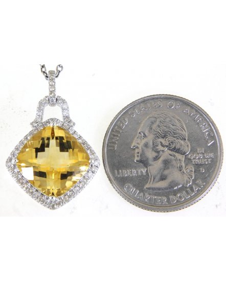 CUSHION SHAPE CITRINE DIAMOND PENDANT (TP2554)
