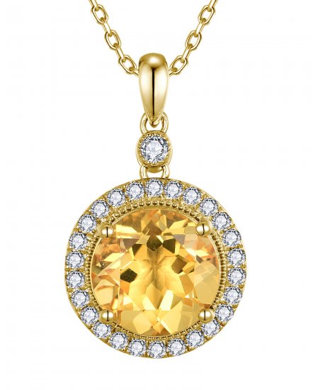 ROUND SHAPE CITRINE DIAMOND PENDANT (TP2559C)