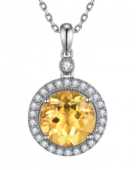 ROUND SHAPE CITRINE DIAMOND PENDANT (TP2559C)