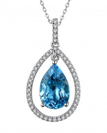 PEAR SWISS BLUE TOPAZ DIAMOND PENDANT (TP2560)