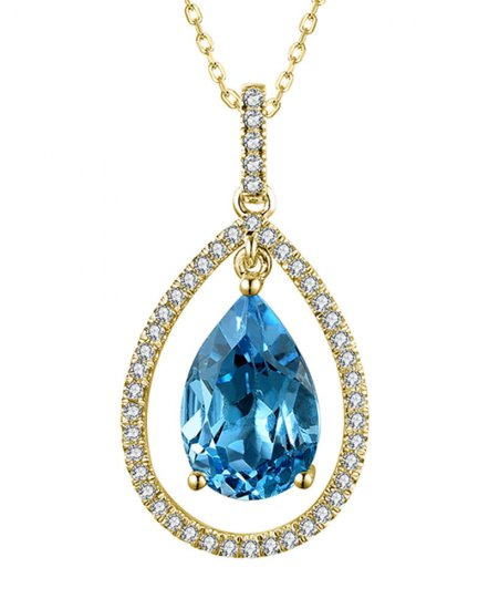PEAR SWISS BLUE TOPAZ DIAMOND PENDANT (TP2560)