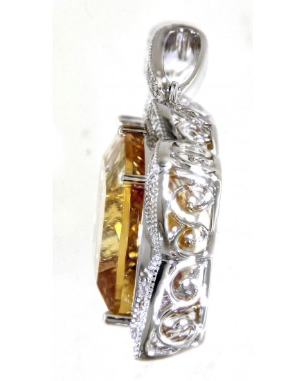 CUSHION SHAPE CITRINE DIAMOND PENDANT (TP2561)