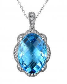 OVAL SWISS BLUE TOPAZ DIAMOND PENDANT (TP2567)