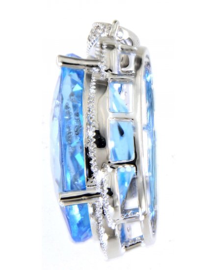 OVAL SWISS BLUE TOPAZ DIAMOND PENDANT (TP2567)