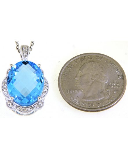 OVAL SWISS BLUE TOPAZ DIAMOND PENDANT (TP2567)