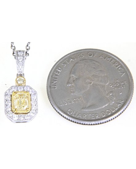 MULTI TONE EMERALD CUT DIAMOND PENDANT (TP2577)