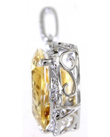 TRIANGLE SHAPE CITRINE DIAMOND PENDANT (TP2583)