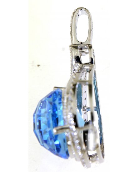 ROUND SWISS BLUE TOPAZ DIAMOND PENDANT (TP2590)