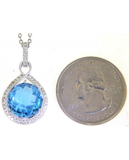 ROUND SWISS BLUE TOPAZ DIAMOND PENDANT (TP2590)