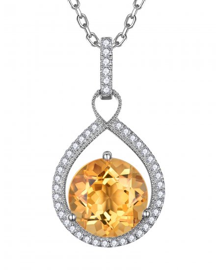 ROUND SHAPE CITRINE DIAMOND PENDANT (TP2590C)