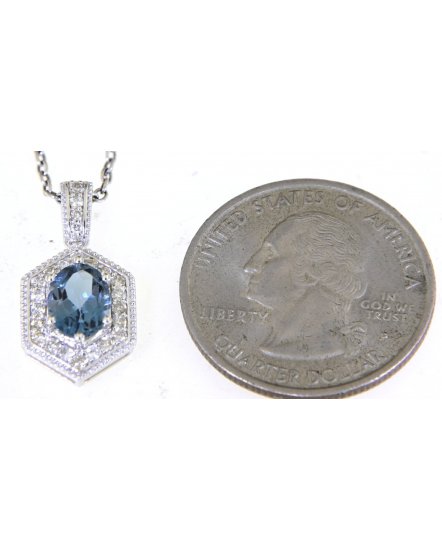 OVAL LONDON BLUE TOPAZ DIAMOND PENDANT (TP2627)