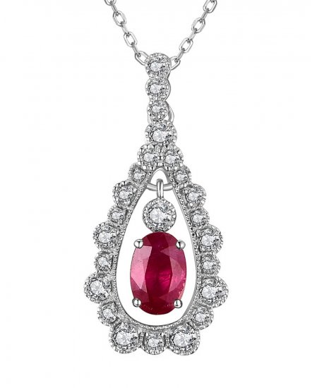 OVAL RUBY DIAMOND PENDANT (TP2632)