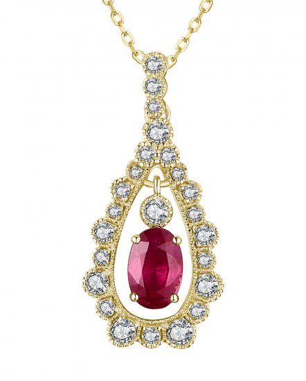 OVAL RUBY DIAMOND PENDANT (TP2632)