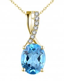 OVAL SWISS BLUE TOPAZ DIAMOND PENDANT (TP2642)