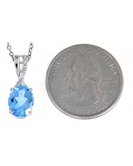 OVAL SWISS BLUE TOPAZ DIAMOND PENDANT (TP2642)