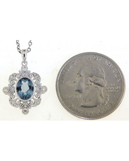 OVAL LONDON BLUE TOPAZ DIAMOND PENDANT (TP2643)