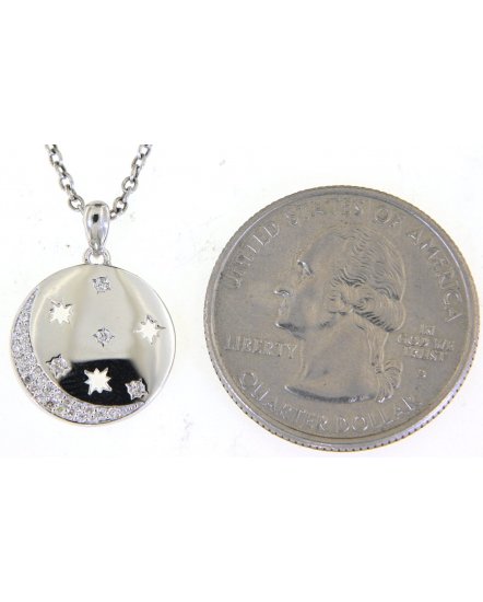 CRESCENT MOON DISC DIAMOND PENDANT (TP2644)