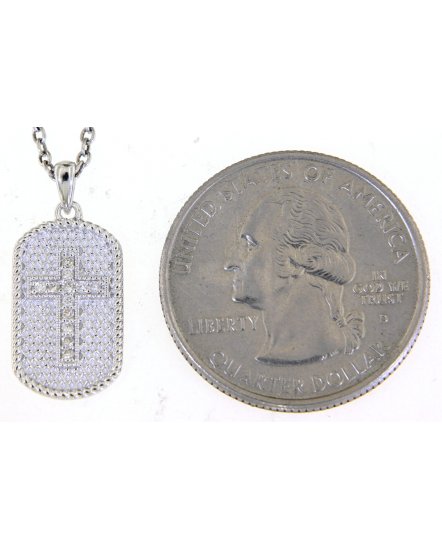 DOG TAG STYLE CROSS DIAMOND PENDANT (TP2678)
