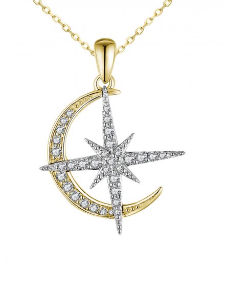 CRESCENT MOON NORTH STAR DIAMOND PENDANT (TP2682)