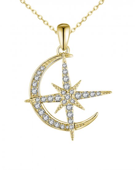 CRESCENT MOON NORTH STAR DIAMOND PENDANT (TP2682)
