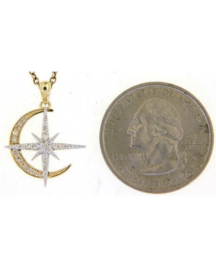 CRESCENT MOON NORTH STAR DIAMOND PENDANT (TP2682)