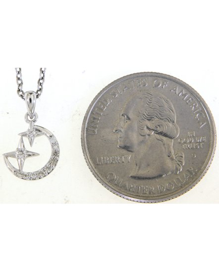 CRESCENT MOON NORTH STAR DIAMOND PENDANT (TP2683)