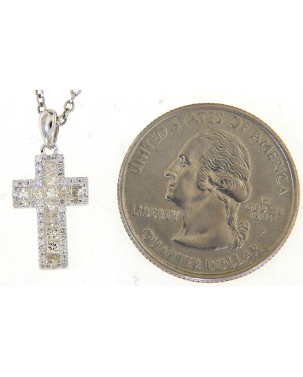 PRINCESS CUT CROSS DIAMOND PENDANT (TP2690)
