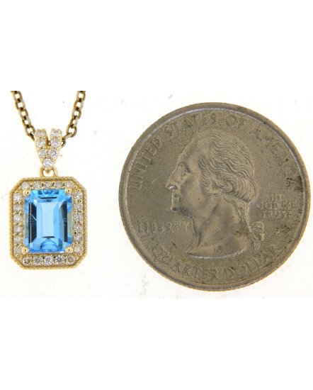 EMERALD CUT SWISS BLUE TOPAZ DIAMOND PENDANT (TP2710)