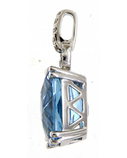 CUSHION SWISS BLUE TOPAZ DIAMOND PENDANT (TP2711)