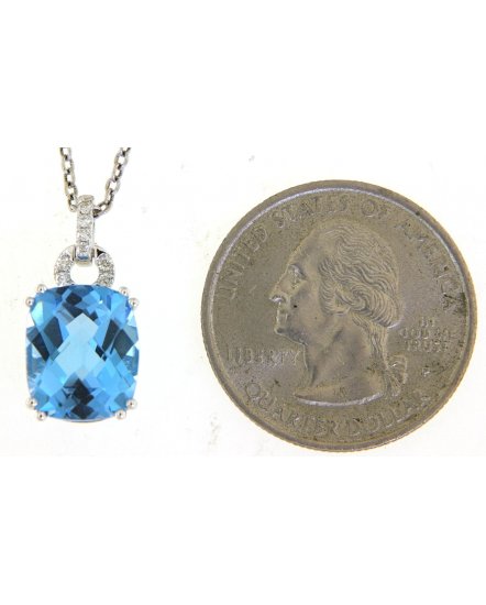 CUSHION SWISS BLUE TOPAZ DIAMOND PENDANT (TP2711)
