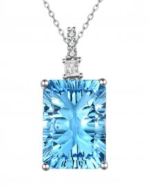 EMERALD CUT SWISS BLUE TOPAZ DIAMOND PENDANT (TP2712)