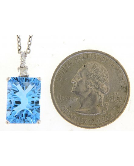 EMERALD CUT SWISS BLUE TOPAZ DIAMOND PENDANT (TP2712)