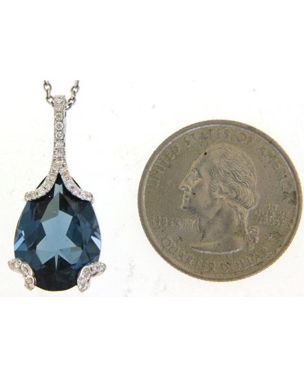 PEAR SHAPE LONDON BLUE TOPAZ DIAMOND PENDANT (TP2715)