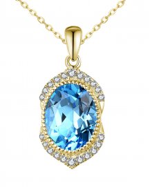 OVAL SWISS BLUE TOPAZ DIAMOND PENDANT (TP2718)