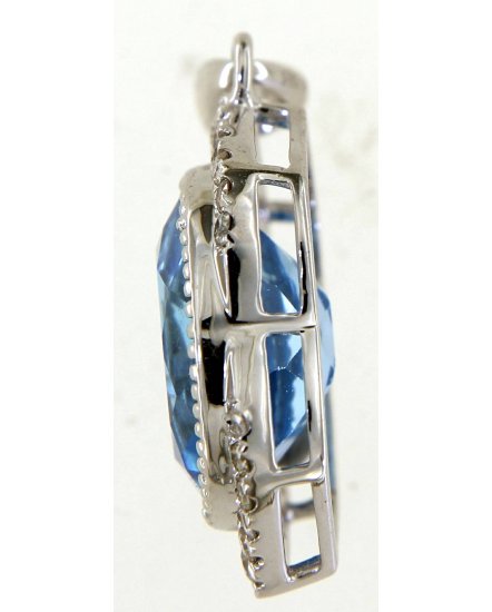 OVAL SWISS BLUE TOPAZ DIAMOND PENDANT (TP2718)
