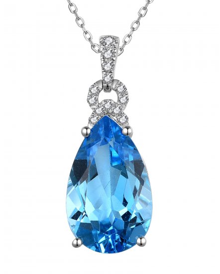 PEAR SWISS BLUE TOPAZ DIAMOND PENDANT (TP2719)