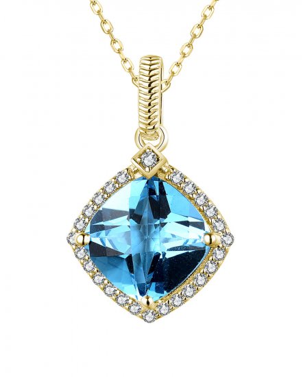 CUSHION SWISS BLUE TOPAZ DIAMOND PENDANT (TP2721)