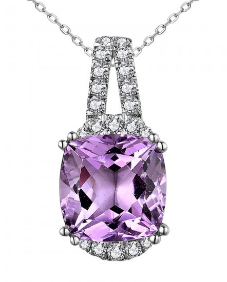CUSHION AMETHYST DIAMOND PENDANT (TP2727)