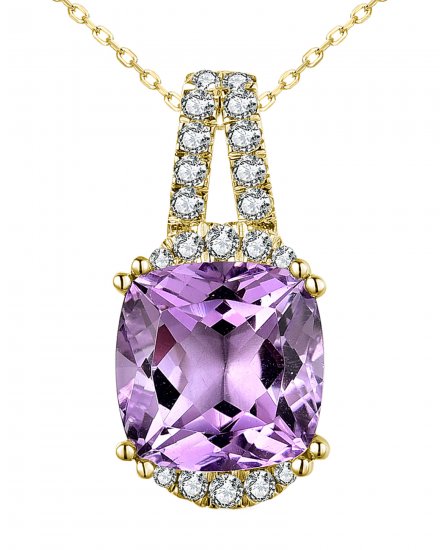 CUSHION AMETHYST DIAMOND PENDANT (TP2727)
